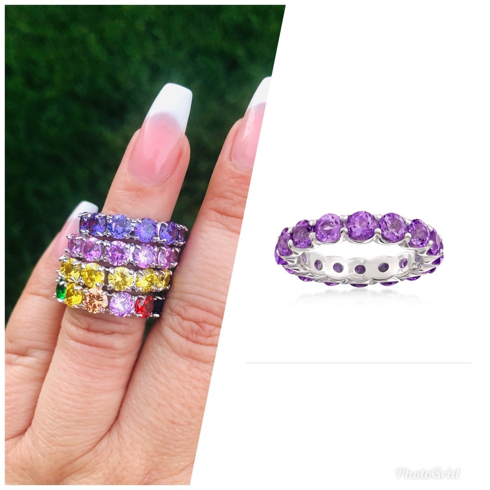 Purple amethyst eternity band